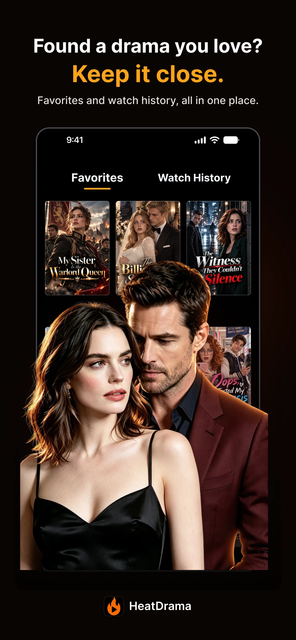HeatDrama favorites and watch history screen. Found a drama you love? Keep it close.